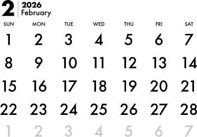 2026年2月カレンダー