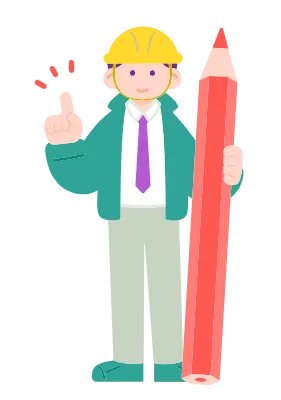 赤鉛筆を持った工事現場の男性