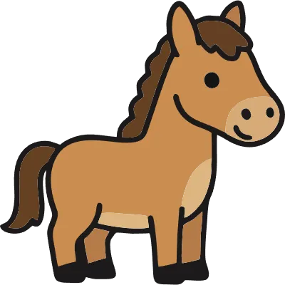 Cute Cartoon Horse Character Flat Vector