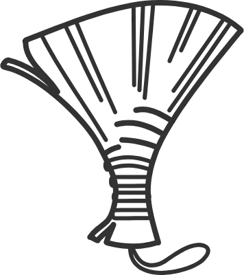 ガーデニングや盆栽用のミニほうきのシンプル線画イラスト