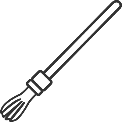 ガーデニングや盆栽用のミニほうきのシンプル線画イラスト