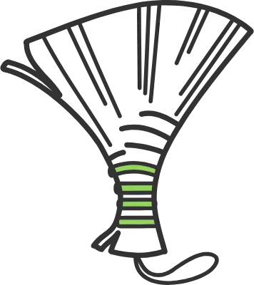 ガーデニングや盆栽用のミニほうきのシンプル線画イラスト