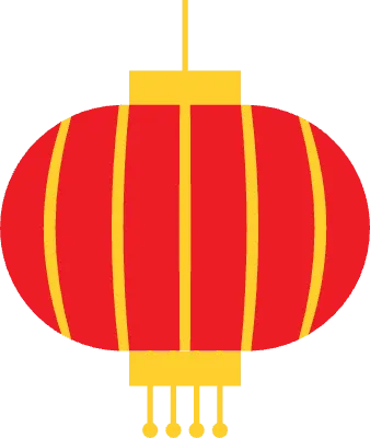 Chinese New Year Icon Set with Lion Dance Lanterns and Lucky Symbols