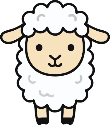 Cute Fluffy Sheep Cartoon Vector