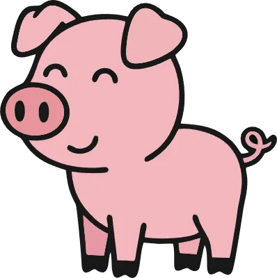Cute Pink Pig Cartoon Vector
