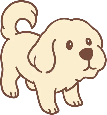 꼬리를 흔드는 귀여운 강아지 캐릭터 플랫 일러스트