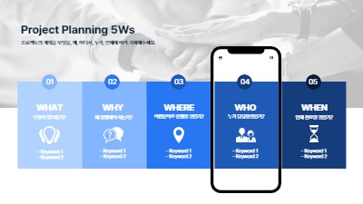 파란색의 프로젝트 계획 5WS 인포그래픽 - MiriCanvas