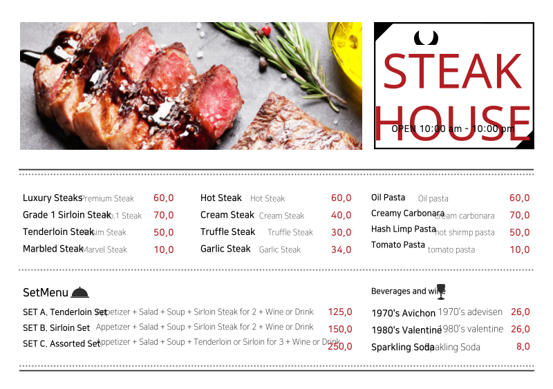 STEAK HOUSE Setting Paper - MiriCanvas