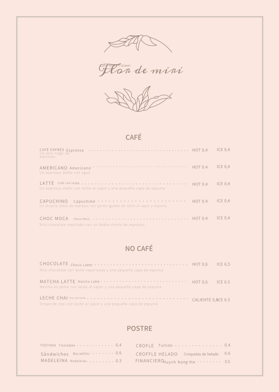 Rosa lujosa flor café cafetería menú cartel - MiriCanvas