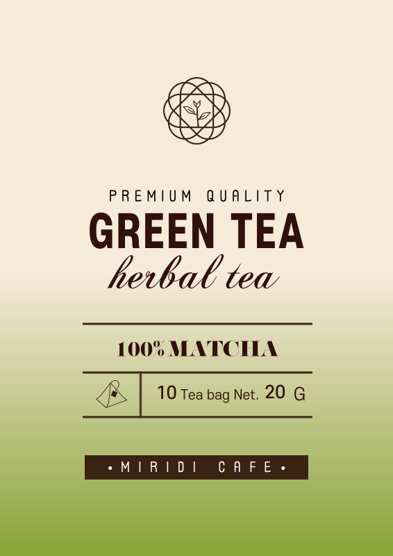 New Year's Day Ivory Illustrated Cafe Green Tea Label - MiriCanvas
