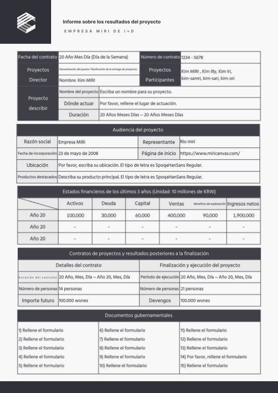 Un informe de proyecto sencillo en gris y negro - MiriCanvas