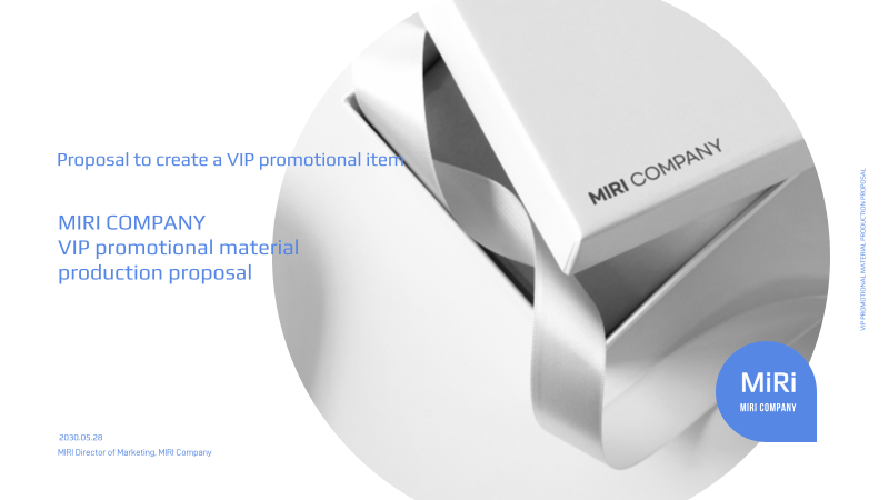 Proposal for a blue-toned VIP promotional item - MiriCanvas