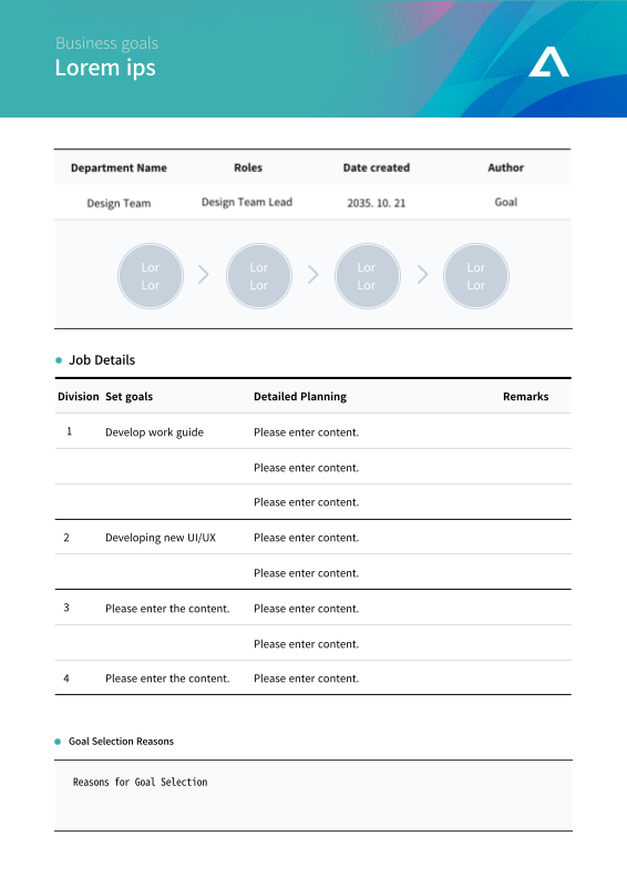 Light blue, tabular work objectives - MiriCanvas