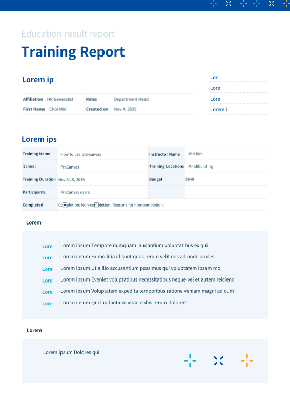 Blue and light blue training reports - MiriCanvas