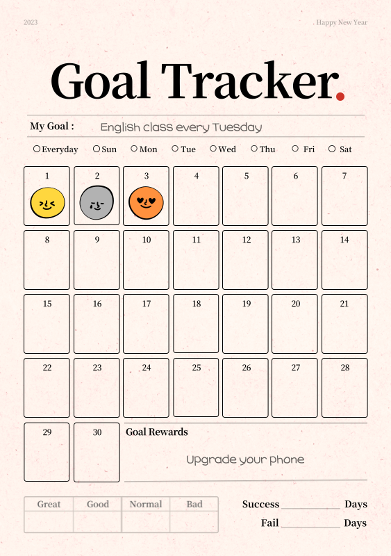 Goal tracker with simple lines in beige and black - MiriCanvas