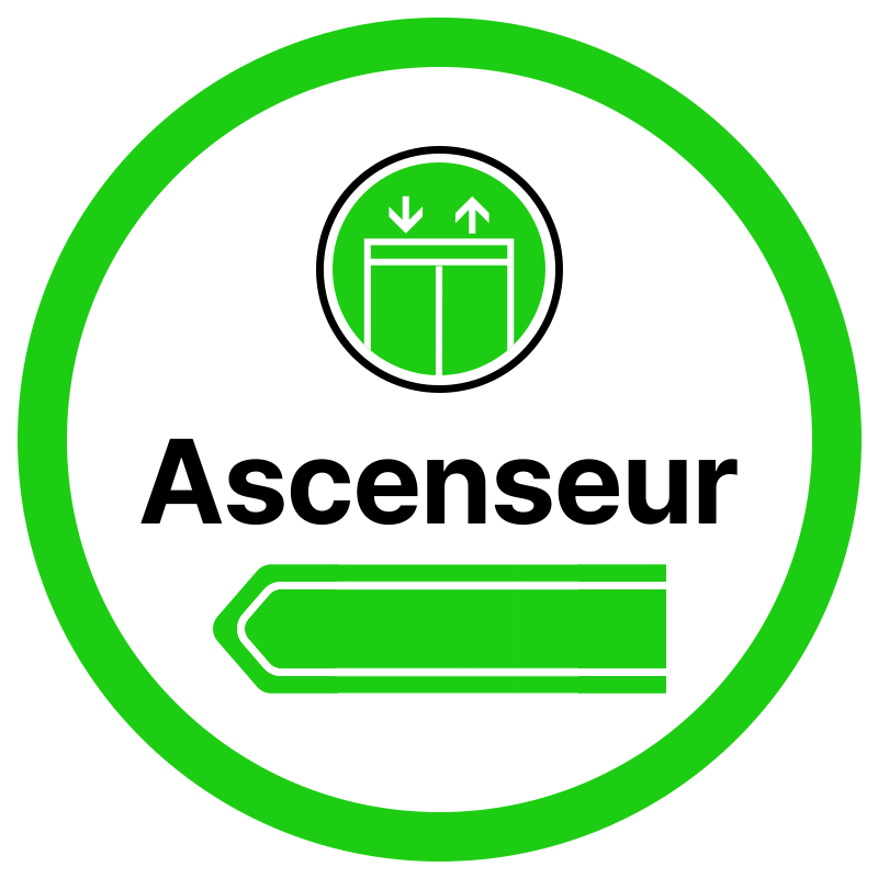 Pour le guidage de l'emplacement avec des pictogrammes jaunes et verts ...