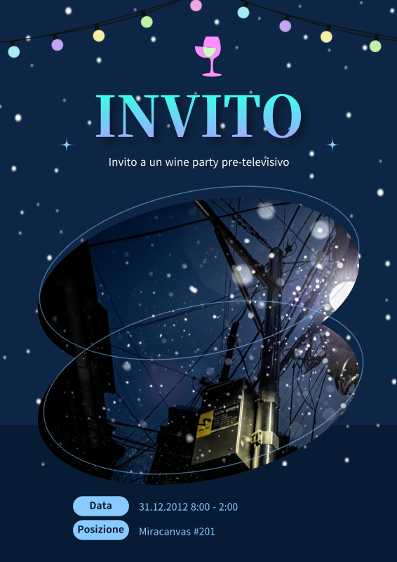 Invito semplice per ristorante di vino in blu e neon - MiriCanvas