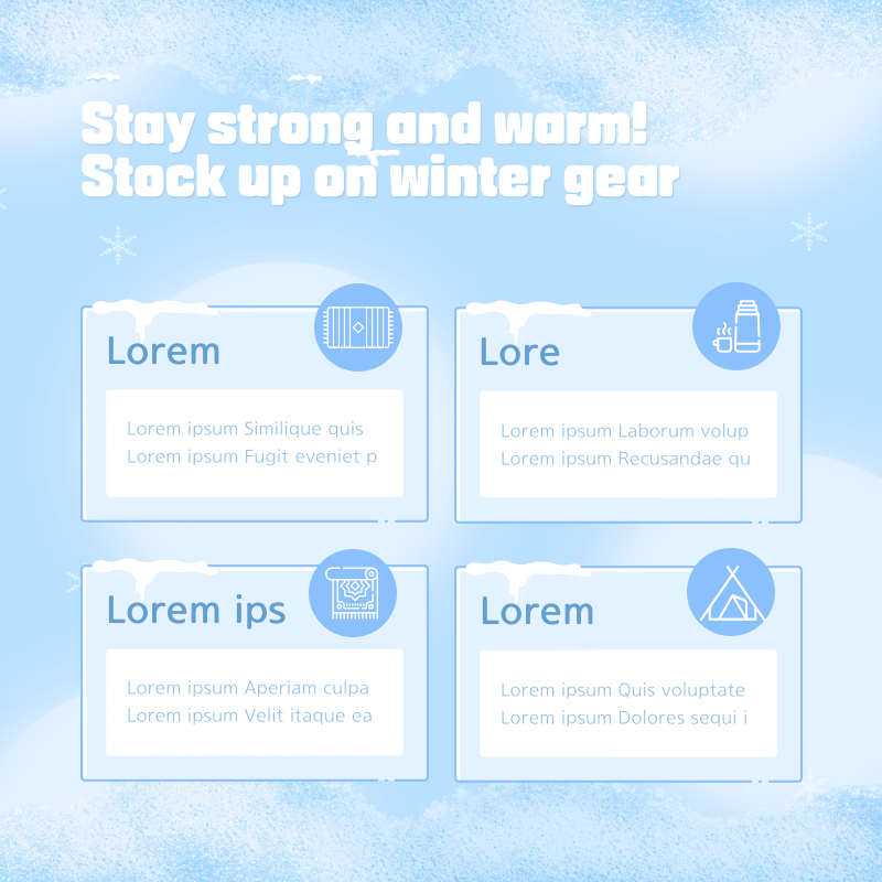 A minimalist, basic winterizing post in light blue and white - MiriCanvas
