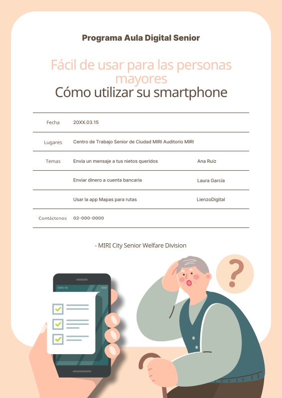 Anuncio del programa de formación sobre teléfonos inteligentes beige y ...
