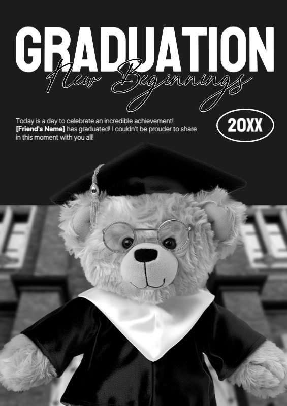 Kitschy graduation promotion in black and white and black - MiriCanvas