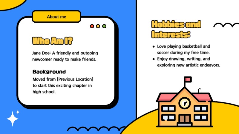 Yellow and Blue Modern New Student Introduction Class Material - MiriCanvas