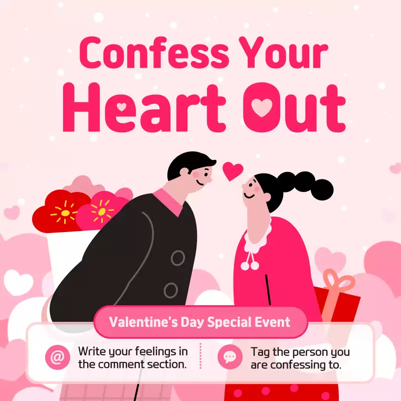 Valentine's Day confession event in pink - MiriCanvas