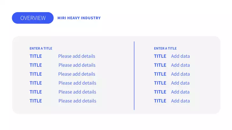 A blue, minimalist heavy industry prospectus - MiriCanvas