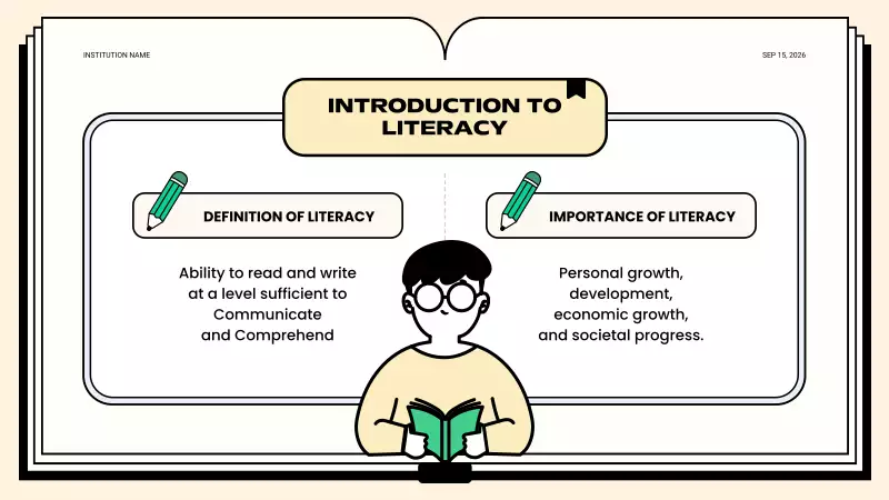 Modern global literacy materials in green and ivory - MiriCanvas