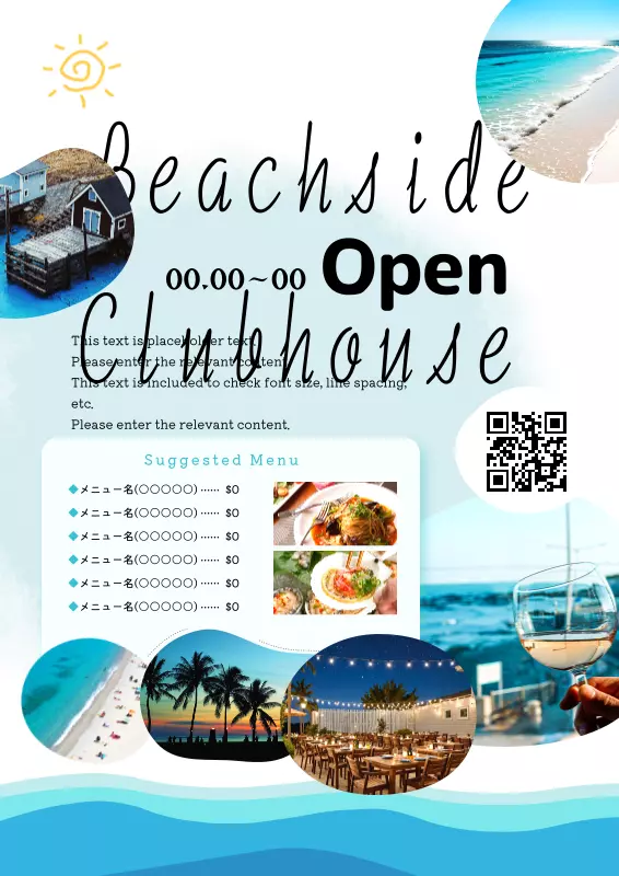 Simple beach resort restaurant ad in light blue - MiriCanvas