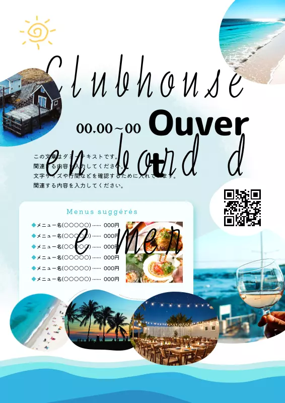 Publicité simple pour un restaurant de bord de mer en bleu clair ...