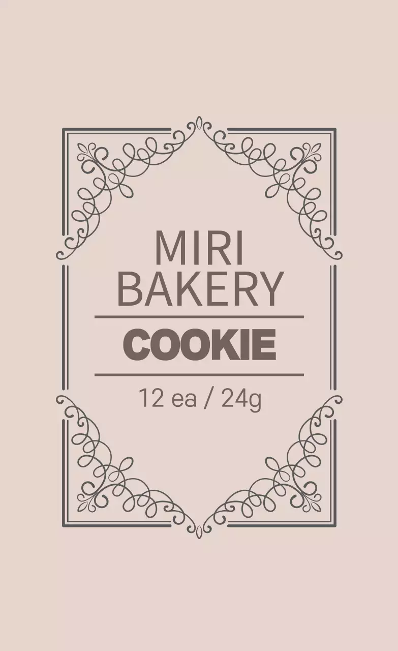 베이지 그레이 일러스트 베이커리 쿠키 라벨