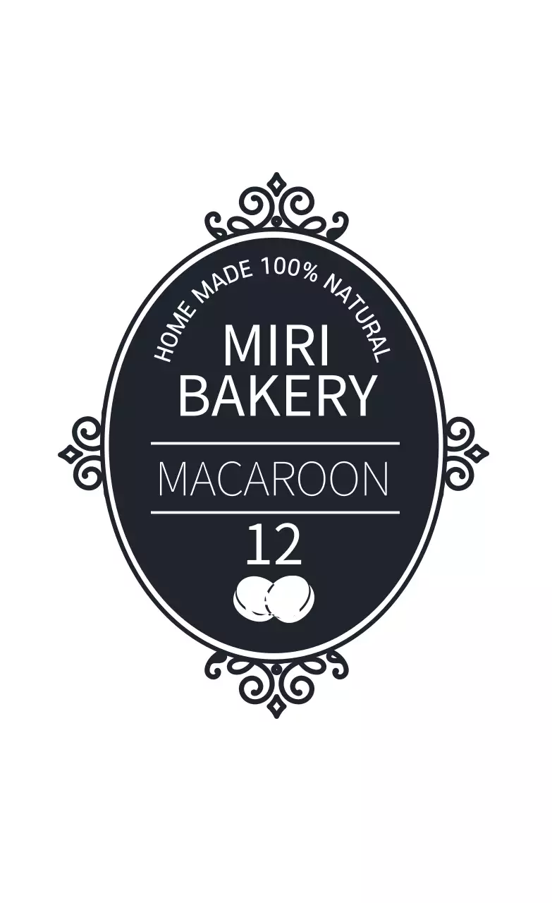남색 일러스트 베이커리 마카롱 디저트 라벨