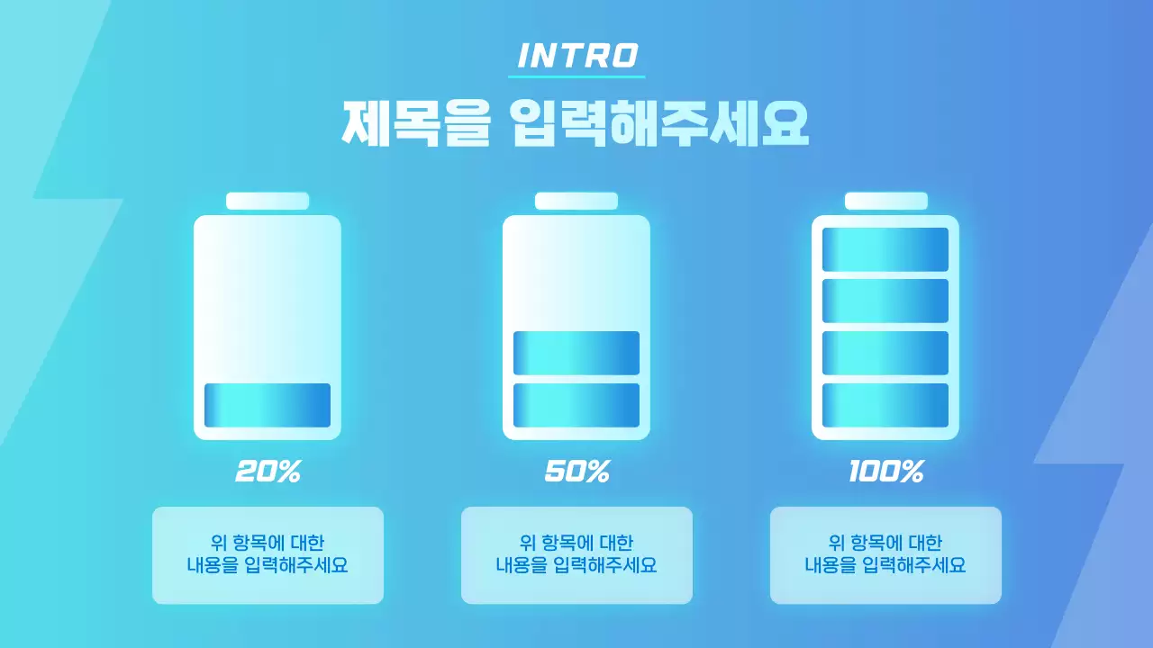 하늘색과 파랑의 SF 스타일의 배터리 회사 보고서