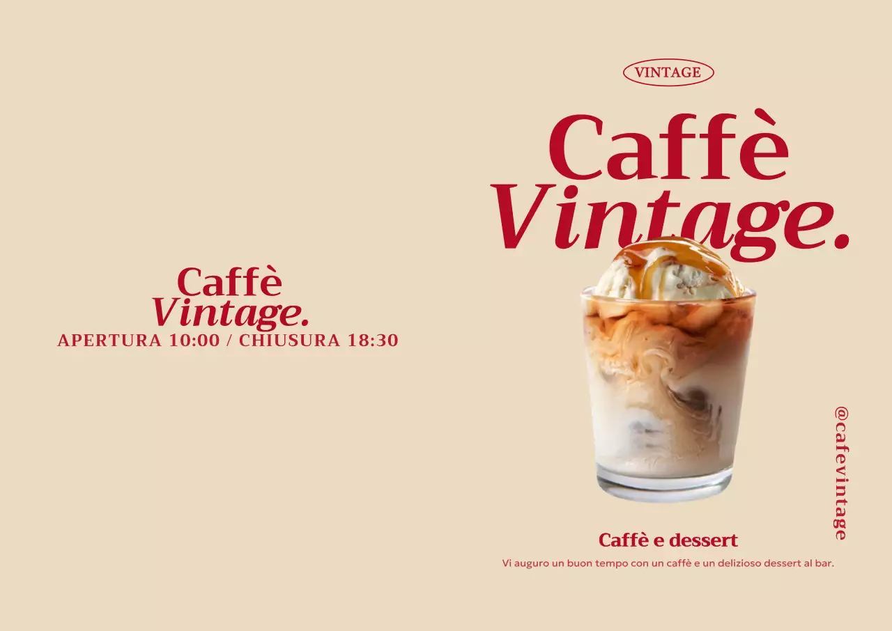 Pubblicità di un caffè vintage beige