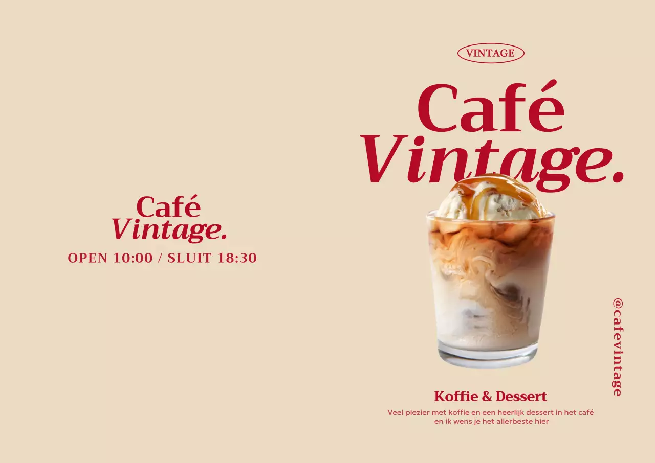 Beige vintage café advertentie