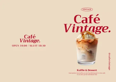 Beige vintage café advertentie
