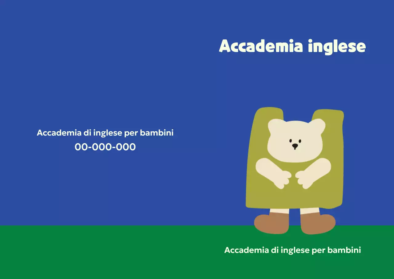 Annuncio blu per l'insegnamento dell'inglese