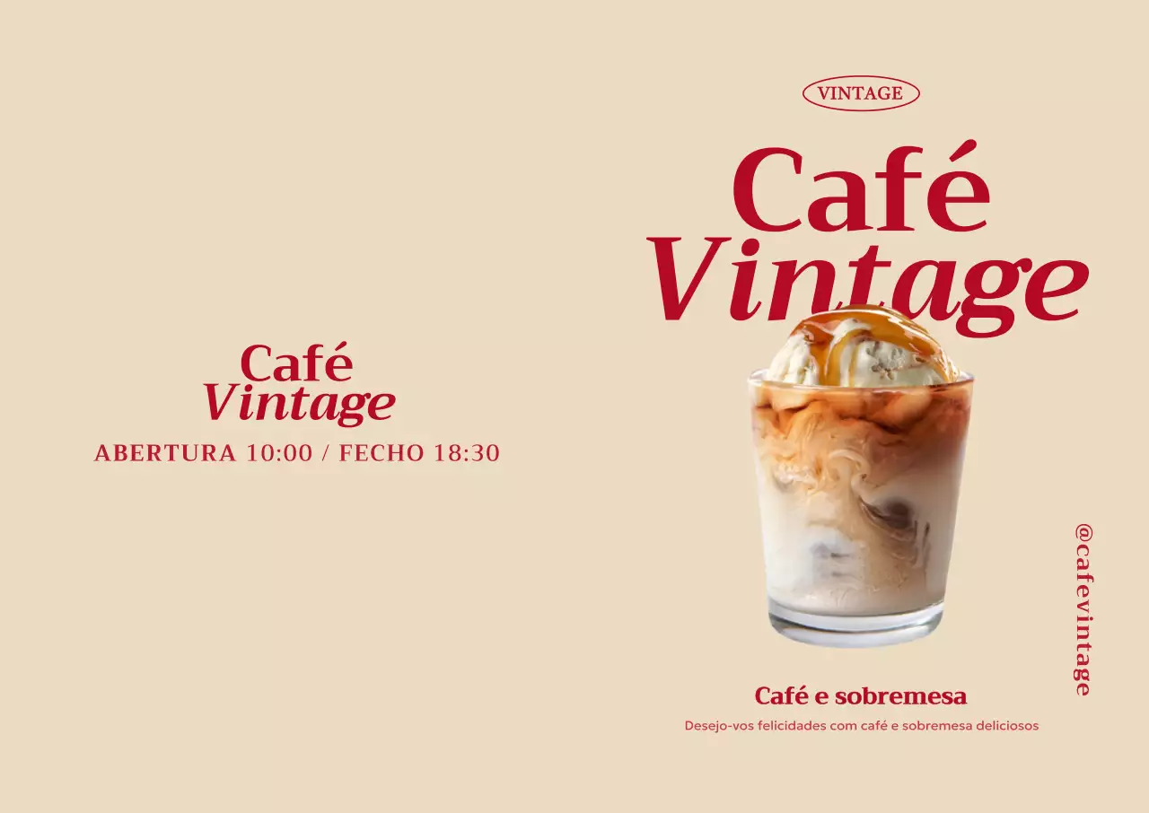 Anúncio de café vintage bege