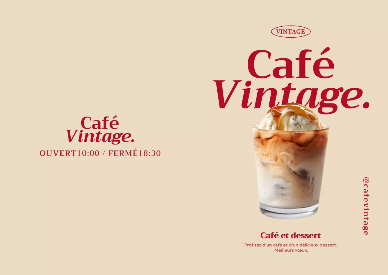 Publicité pour un café vintage beige