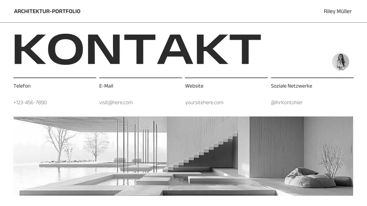 graues minimalistisches Architektur-Portfolio