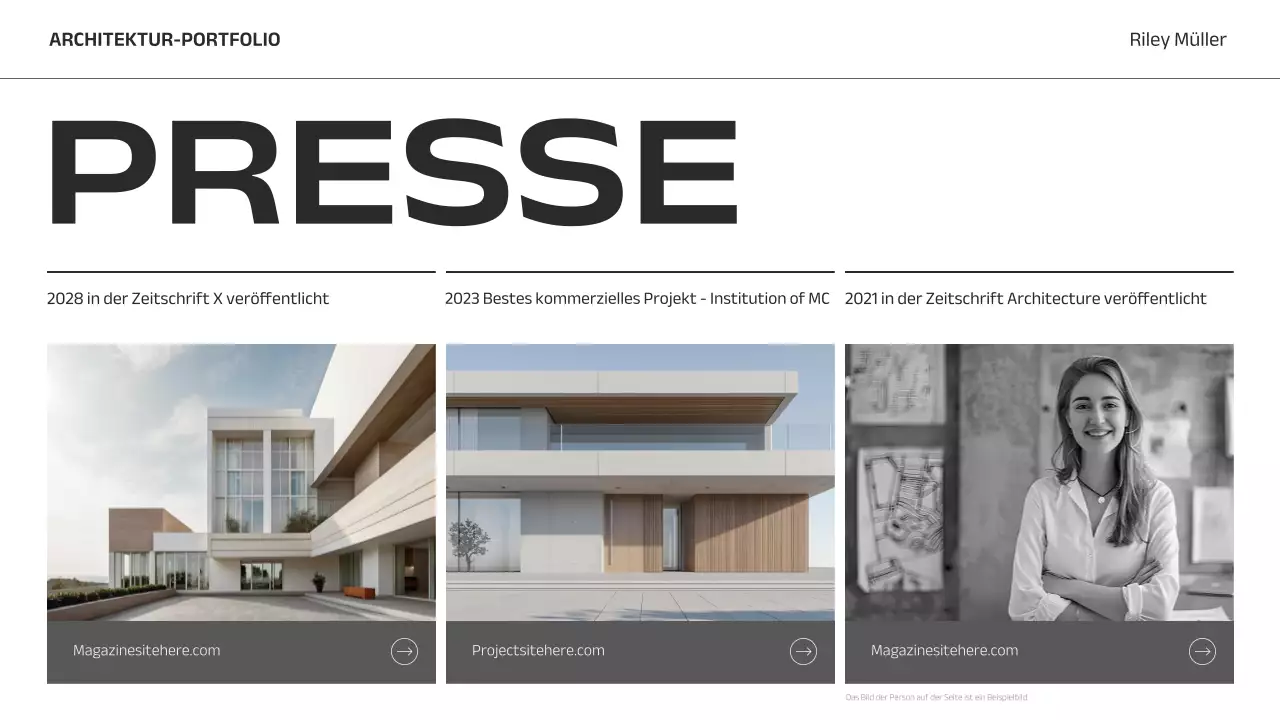 graues minimalistisches Architektur-Portfolio