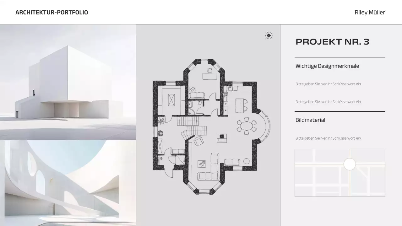 graues minimalistisches Architektur-Portfolio