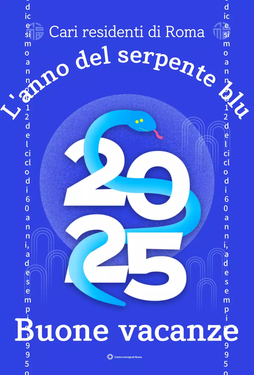 Blu Moderno Serpente Anno Auguri di Capodanno