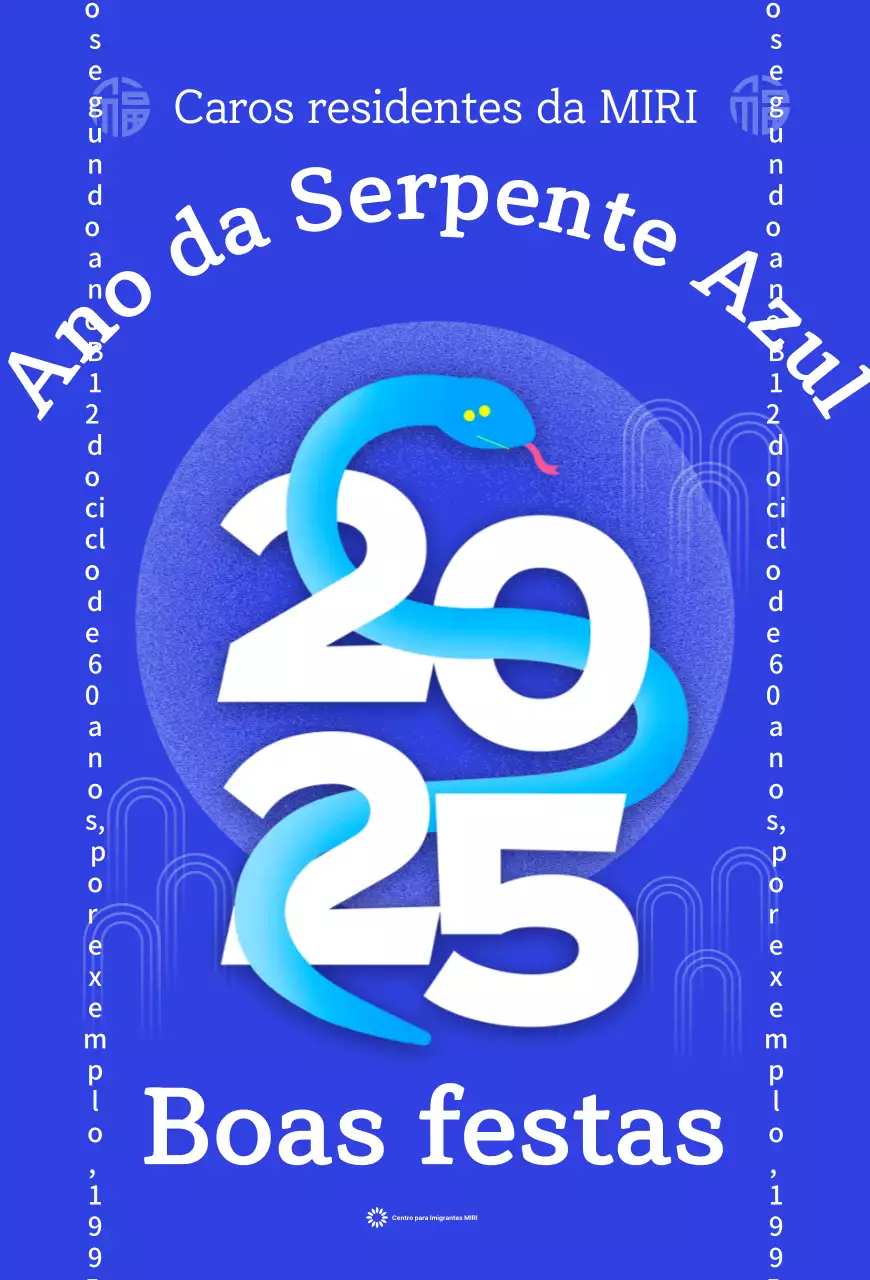 Cobra moderna azul Ano Novo Saudações de Ano Novo