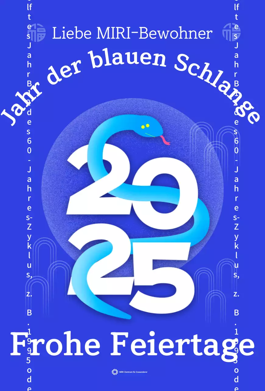 Blue Modern Snake Year Neujahrsgrüße