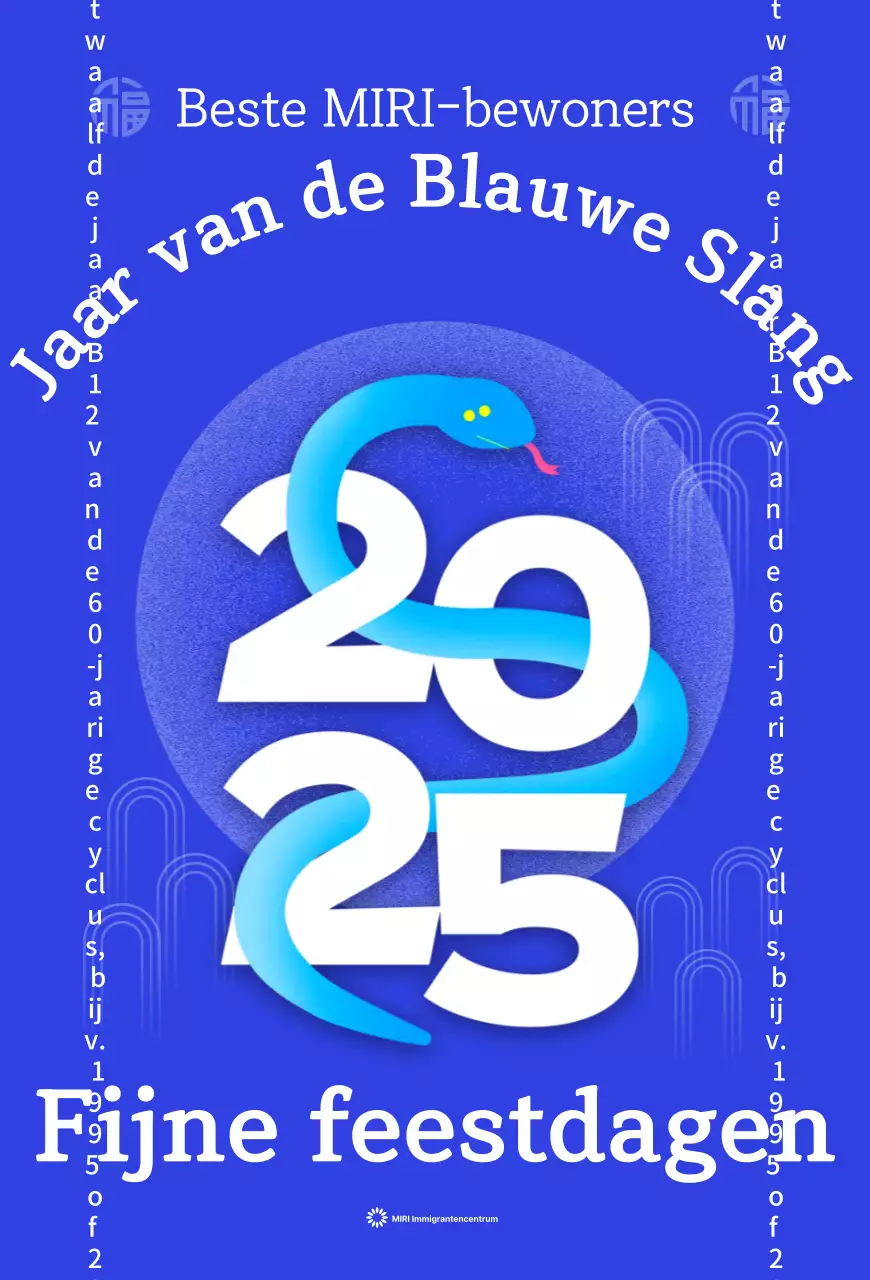 Blauw Modern Slangenjaar Nieuwjaarsgroet