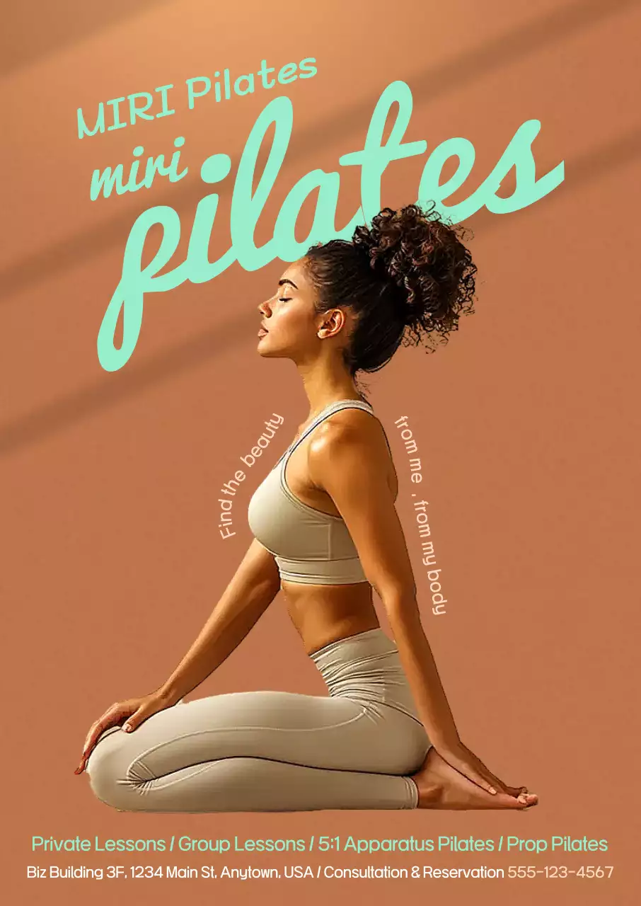 Quảng cáo Pilates hiện đại màu be