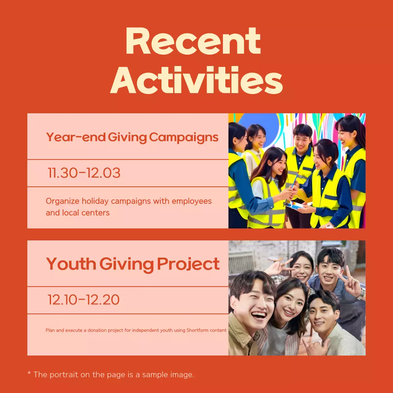 Carrossel do Instagram de recrutamento da comunidade moderna Orange