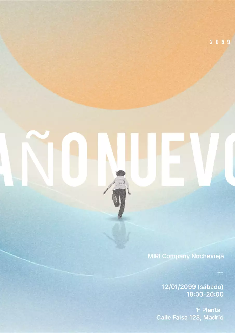 Celebración moderna de Año Nuevo en azul claro