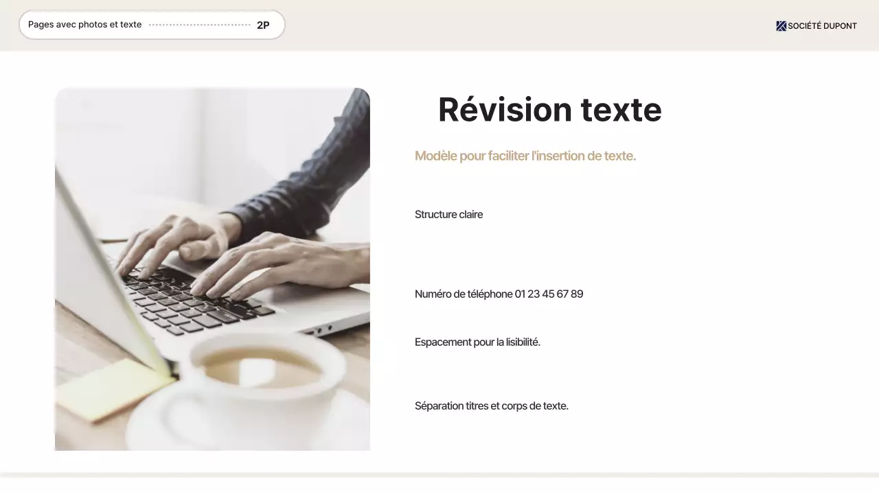 Fournir des informations sur le rapport beige par défaut sur le lieu de travail